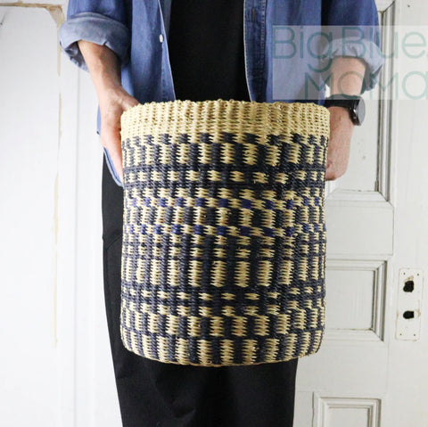 Big Blue Moma | Cylinder Basket/Paper Bin