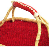 The African Home Goods | Red African Market Basket  Bolga Ghana Basket