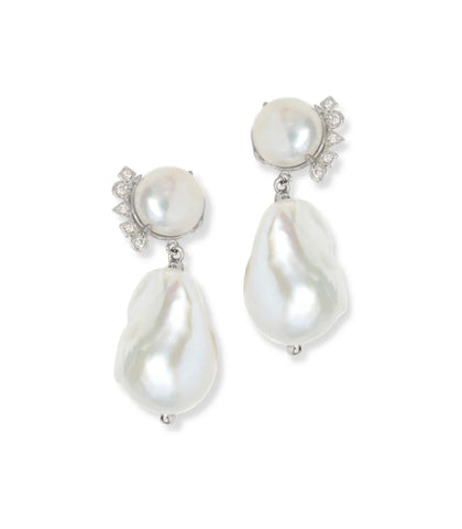 Anzie | Cléo Baroque Pearl Earrings silver