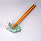 Sakura Rabbit Porcelain Chopsticks Rest 2"L Green