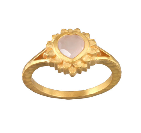 Satya | Journey to Love Rose Quartz Lotus Heart Ring
