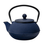 Navy Blue Hobnail Design 27oz Cast Iron Tea Pot