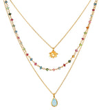 Satya | Transformed by Love Tourmaline Agate Lotus Triple Necklace