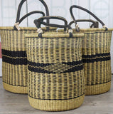 Big Blue Moma | Tall Laundry Basket - Black & Natural