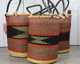 Big Blue Moma | Tall Laundry Basket - Warm Reds & Black