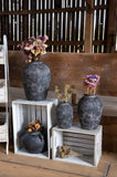 Bacon Baskeware |  Black Terracotta round vase with handles