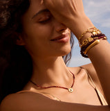 Satya | Internal Fire Garnet Lotus Beaded Necklace