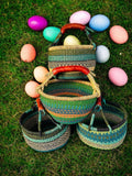 The African Home Goods | Medium Bolga Market Basket w/ Leather Wrapped Handle