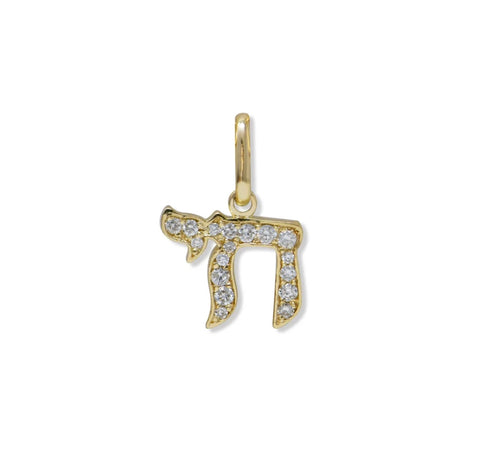 Anzie | Love Letter Pavé Diamond Chai Charm 14k with diamonds