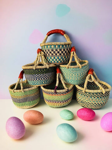 The African Home Goods | African Market Basket | Ghana Bolga Basket Pastel Green