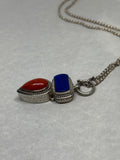 John Blair | Coral and Lapis silver necklace