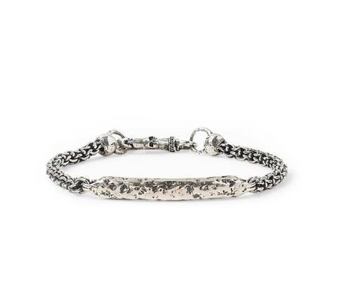 John Varvatos  | Distressed Silver ID Chain Bracelet