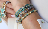 Armenta | Artifact Kick Cuff Bracelet with Teal Patina and Grey Diamonds