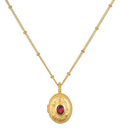 Satya | Lotus Birthstone Locket Necklace