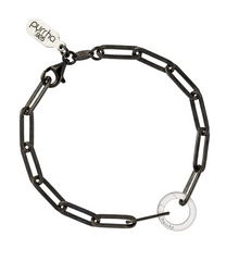 Pyrrha | Black Paperclip Chain Bracelet with Talisman Clip