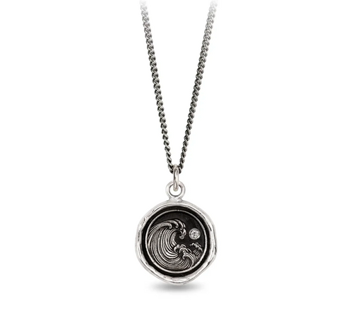 Pyrrha | Wave Diamond set Talisman Necklace