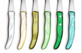 Claude Dozorme | Wood box of 6 Berlingot Soup Spoons mixed color resin handle