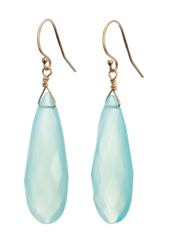 Eles | Long gemstone teardrop earrings