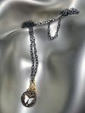 Mizuki |14K Gold & Oxidized Sterling Silver, Black Diamond Butterfly Necklace