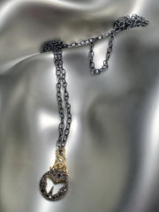 Mizuki |14K Gold & Oxidized Sterling Silver, Black Diamond Butterfly Necklace
