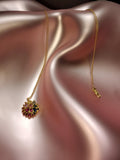 18K Gold Mossy Rainbow Sapphire Dome Disc Necklace