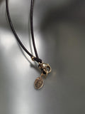 Robin Haley | 14K Gold Star & Bronze Leaf, Leather Necklace