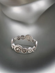 Pamela Froman | 18K White Gold, Diamond Eternity "Eternal Arabesque" Scroll Ring