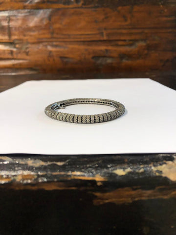 White Cloud | Sterling Silver Indian Diamond Flexible Ribbed Style Bracelet