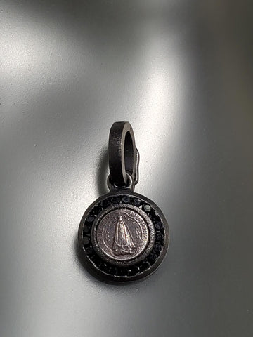 Oxidized Sterling Silver, Black Diamond Pope Pendant