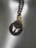Mizuki |14K Gold & Oxidized Sterling Silver, Black Diamond Butterfly Necklace