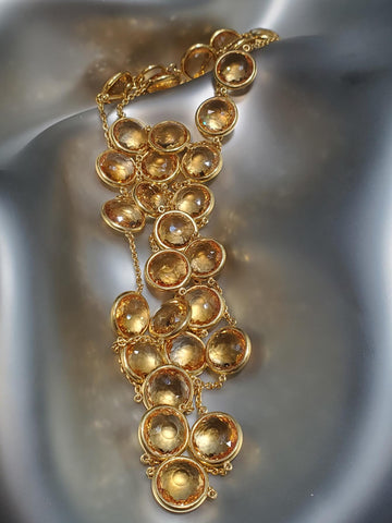 Arunashi | 22K Gold, Double Sided Rosecut Citrine Necklace