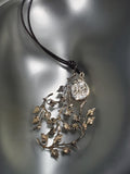 Robin Haley | 14K Gold Star & Bronze Leaf, Leather Necklace