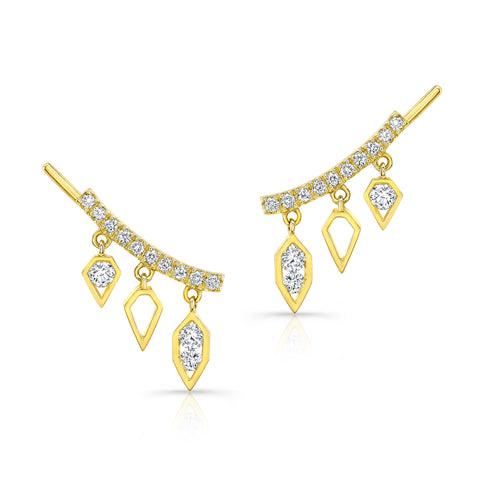 Ron Hami | 14K Gold Diamond Drop Crawler Earrings