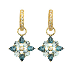 Jude Frances | Provence Four Petal Earring Charms -Blue Topaz/Aquamarine