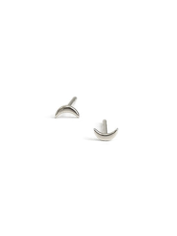 Sterling Silver Icon Moon Stud Earrings