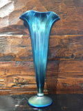 Lundberg Studios | Blue Luster Trumpet Petite Vase