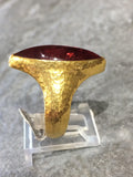 Gurhan | 24K Gold Hand Hammered & Pink Tourmaline Cabachon Marquis Ring