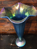 Lundberg Studios | Blue Luster Trumpet Petite Vase