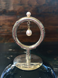 Sterling Silver & 14K White Gold Plate, Pearl, Black Blown Glass Perfume Bottle