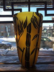 Black Amber Bamboo Vase
