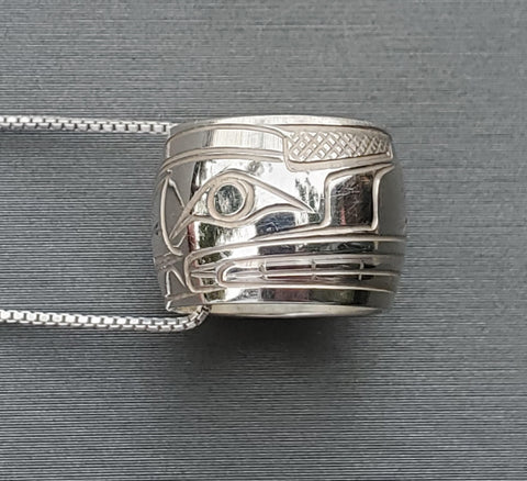 Sterling Silver 'Wolf' Large Spirit Bead Necklace