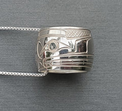 Sterling Silver 'Wolf' Large Spirit Bead Necklace