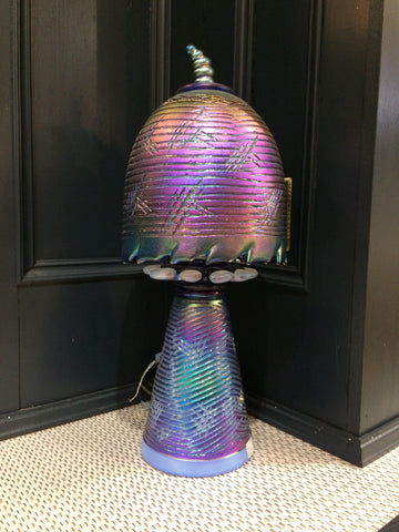 Sawcut, Blue Iridescent Glass Blown Lamp