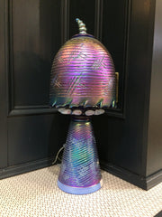 Sawcut, Blue Iridescent Glass Blown Lamp