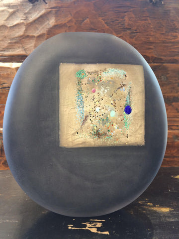 Tapestry Gold Leaf Black Vase